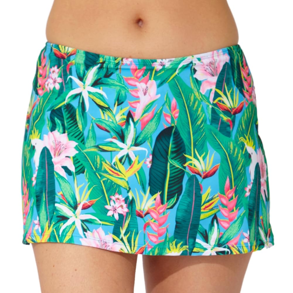 Scuba Ladies Swimwear Women's Swim Skirt with Attached Bikini Briefs Bottoms Mix & Match UK Seller - Tropics Print - Size 12