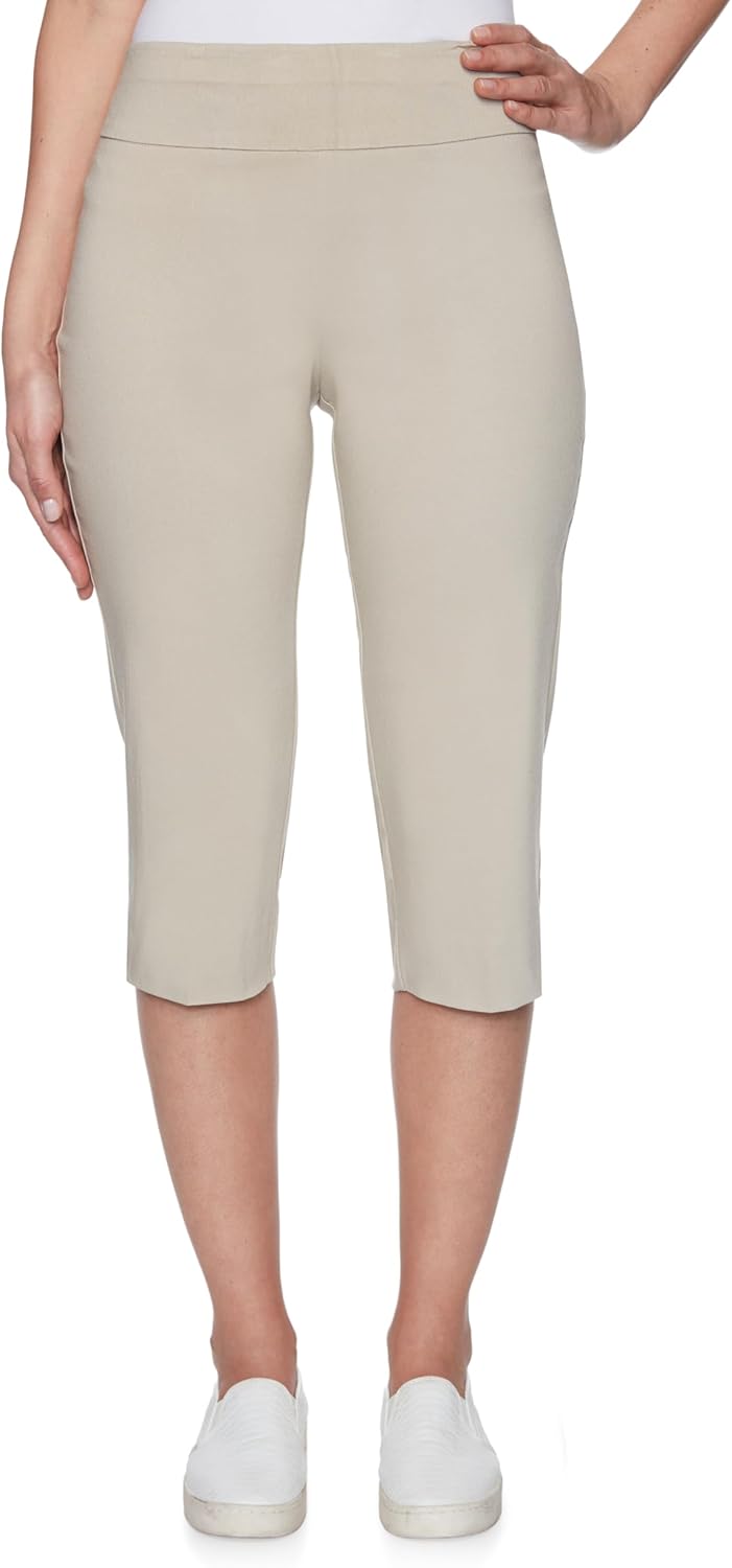 Ruby Rd. Womens Ruby Rd. Womens Mid-Rise Pull-on Straight Solar Millennium Tech Clamdigger with Side Splits