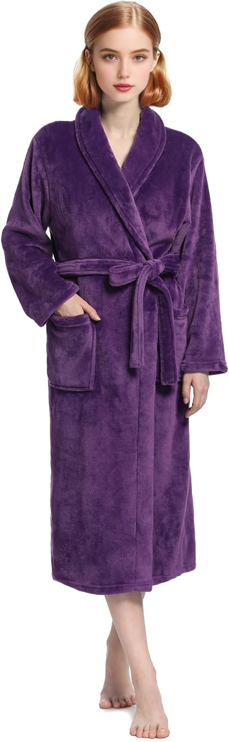 Plush Soft Robes for Women, Premium Fleece Womens Robe Cozy Warm Bathrobe