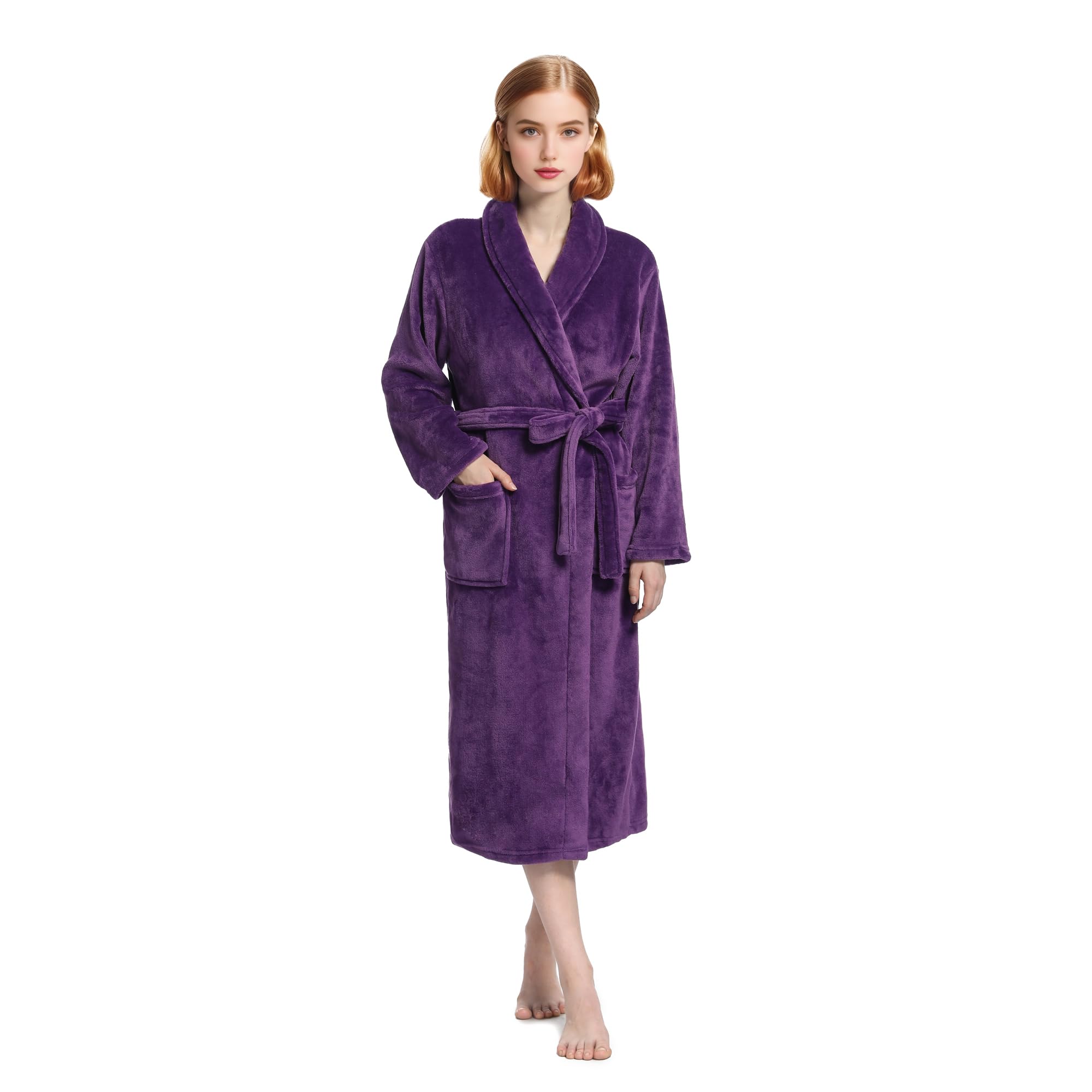 Eonkasp Plush Soft Robes for Women, Premium Fleece Womens Robe Cozy Warm Bathrobe
