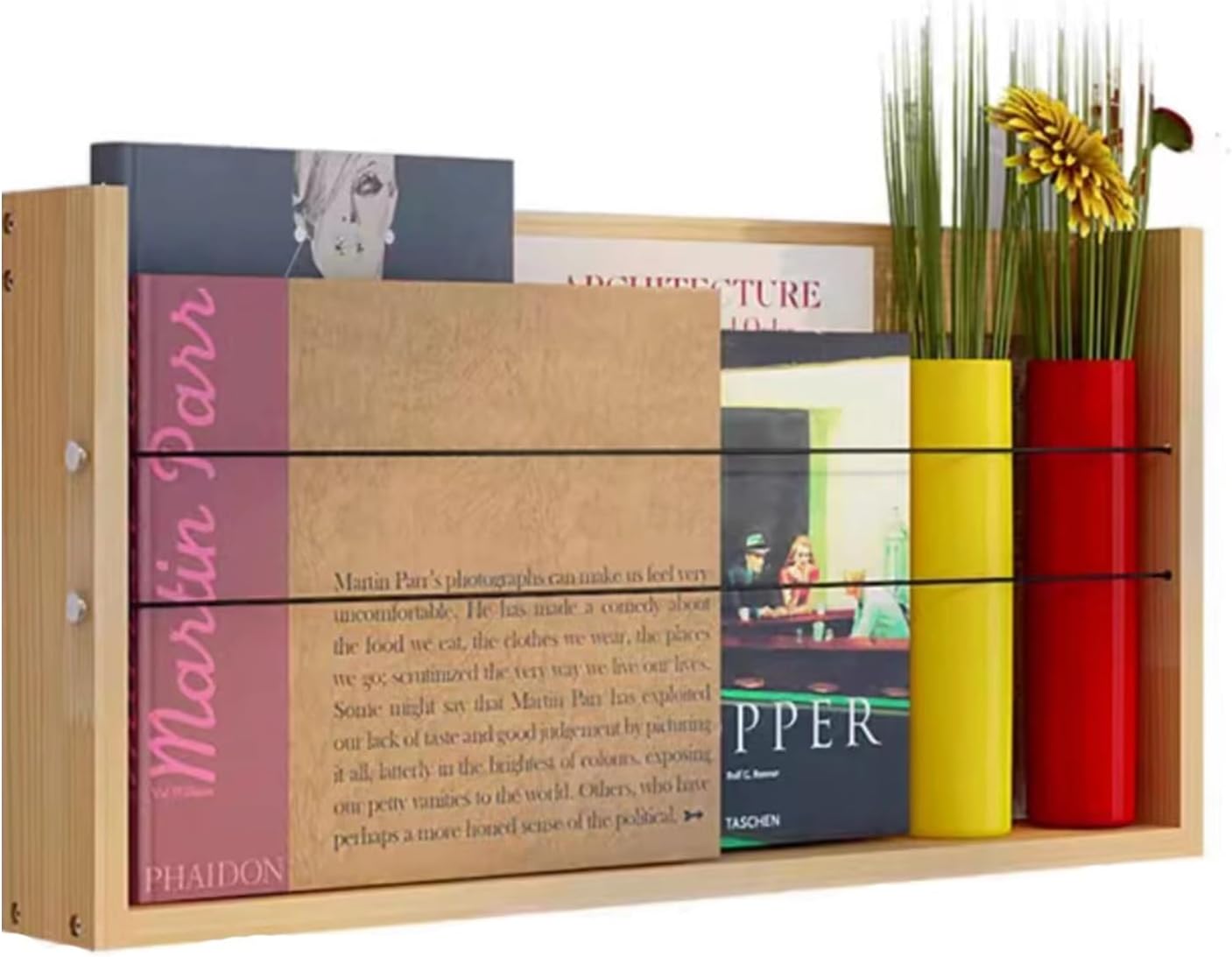 Wall-Mounted Solid Wood Shelf Magazine Rack Literature nizer Decorative Display for Living Room Simple Book and Newspaper Holder (Size: 80 * 8 * 25cm)
