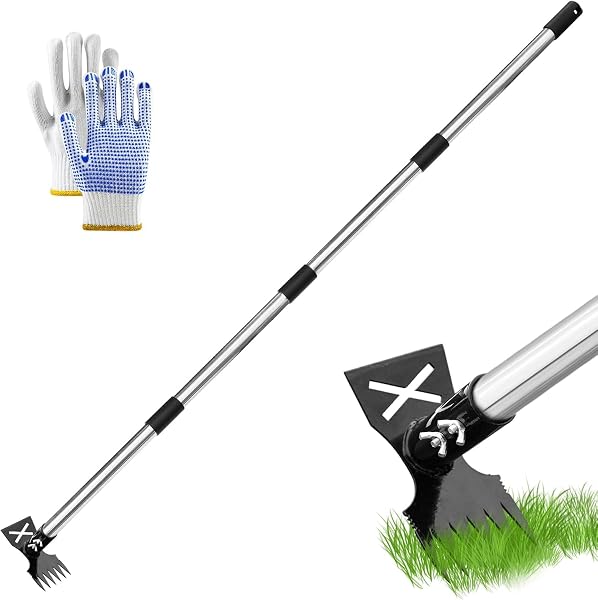 Weed Removal Tool, 2 in 1 Combination Hoe and Scraper Weeding Tool for Garden, Lawn, Patio, Patio - 150cm Long Handle Manual Hoe with Pole and - 1