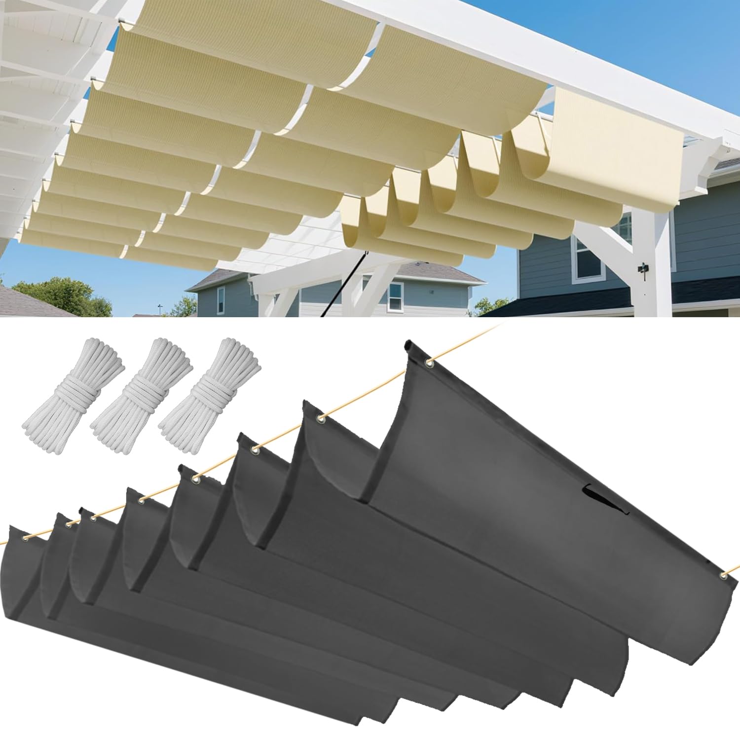 Einziehbar Welle Sonnensegel 1.3x4M(BxL), Verstellbar Schattenabdeckung, Wasserdicht Sonnenschutz Sonnenschutz Schutz vor UV- Strahlungen für Pergola Garten Schattenabdeckung - Dark Graphit