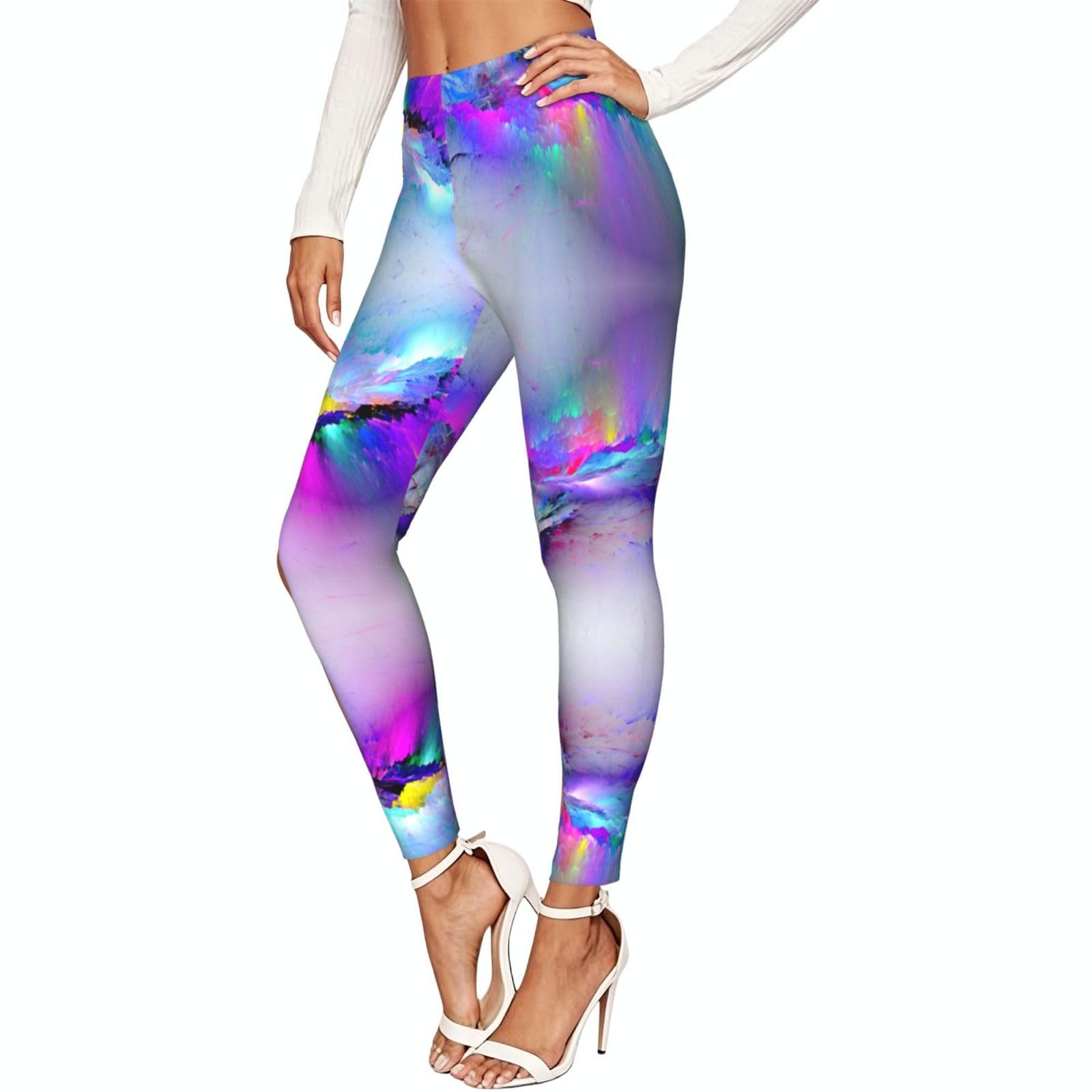 Leggings de compresión para mujer con estampado premium de luces boreales y suavidad 7