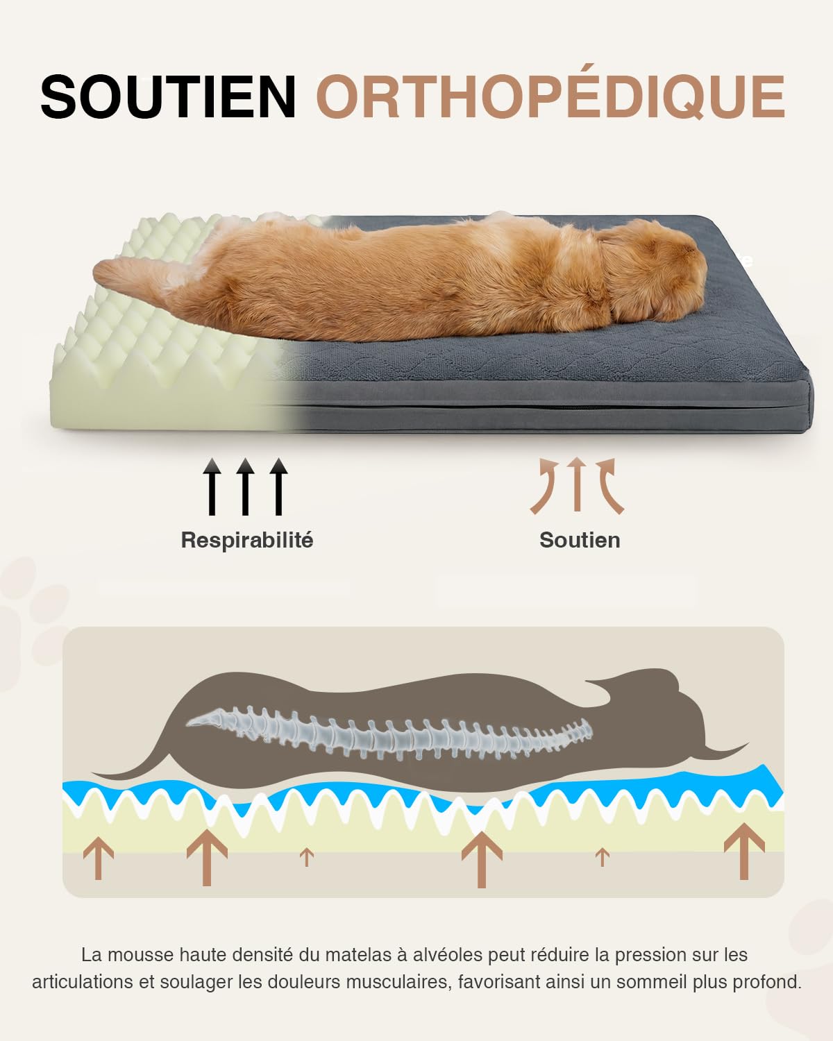 Panier Chien Taille Moyenne-88x55x7 Cm, Tapis Chien Imperméable, Une Face en Cuir Synthétique, Coussin Chien Orthopédique Double Face, Doublure Imperméable, Amovible et Lavable, Gris
