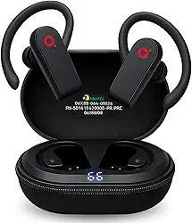Fones de Ouvido Bluetooth Sem Fio, Esportivo c/ 80h de Reprodução com LED Display e com Gancho Anti Quedas, IPX7 à Prova d'Água, Graves Profundos, Compatível com iOS e Android - Esportes/Treino