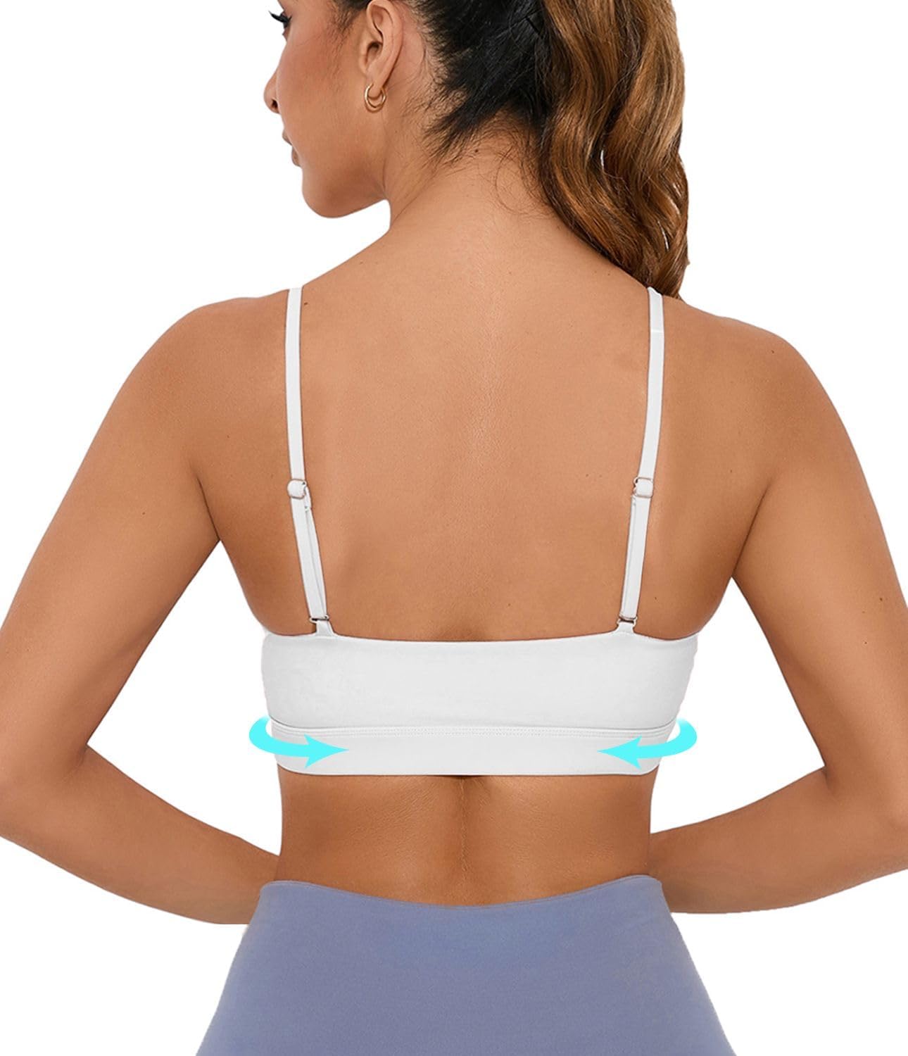 Comper Sports Bra for Women Wirefree Racerback Workout Bras Sexy Thin Straps Yoga Sport Bras with Removable Pads