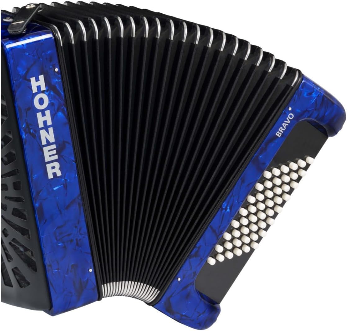 Hohner Bravo II 48 Chromatic Piano Key Accordion - Blue