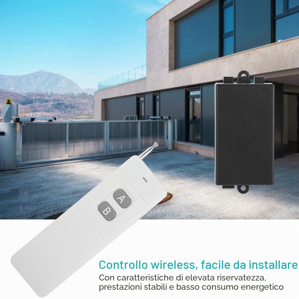 di Controllo Remoto Senza Fili Trasmettitore + Ricevitore 3 KM a Lunga Portata DC 12 V 2 Canali