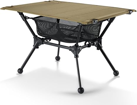 OneTigris DIPPER Folding Table, Outdoor Table, 2-Way Adjustable, Weight Capacity 30kg, with Storage Mesh and Bag, Compact, Stable, Non-slip, for Camping/Fishing/Room Use, 47.2 x 29.5 x 19.7 inches