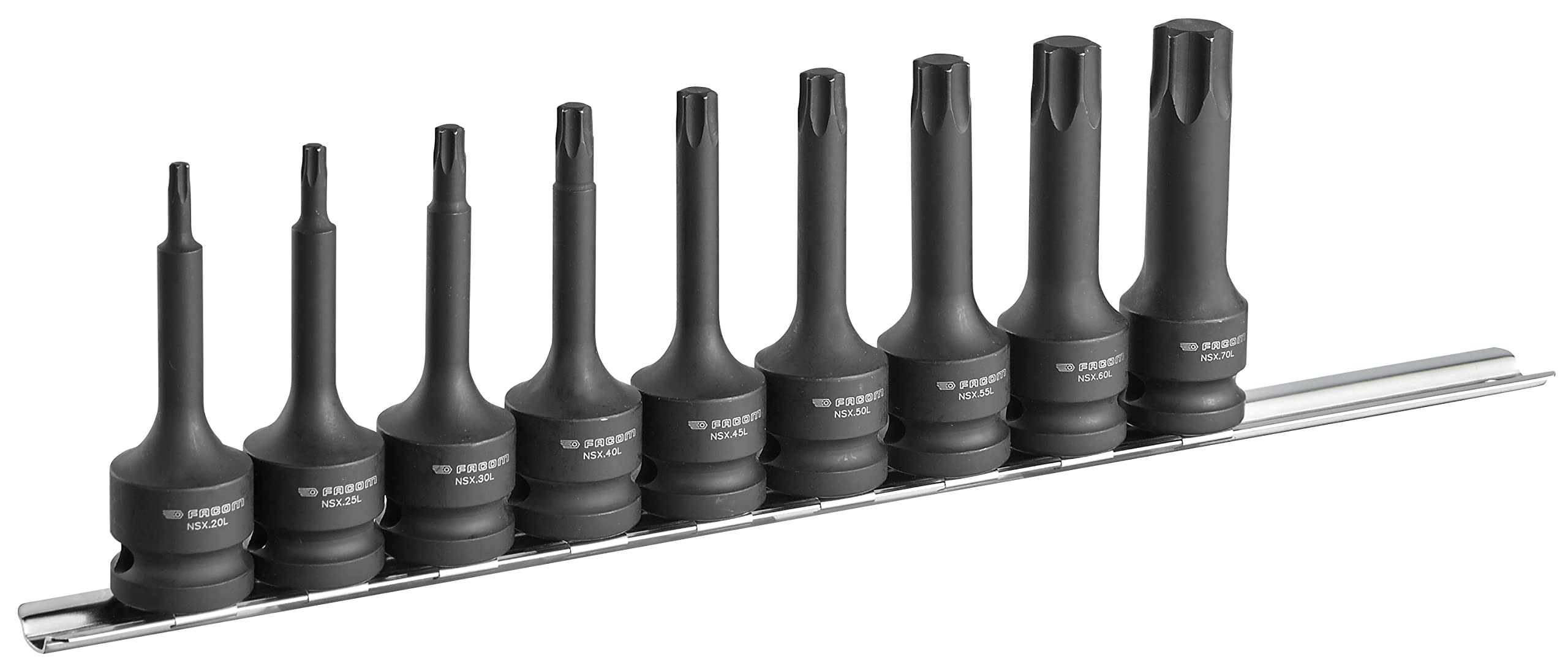 FACOM Jeu de 9 Embouts Impact Torx TVS 1/2 " Impact Long TX20-70 - NSXL.J9APB