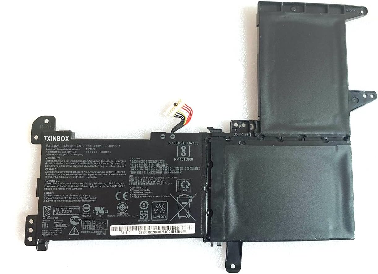 11.52V 42Wh B31N1637 0B200-02590200 Laptop Battery Replacement for ASUS VivoBook 15 X510 X510UA X510UF X510UQ S15 S510UA S510UQ S510UN F510U