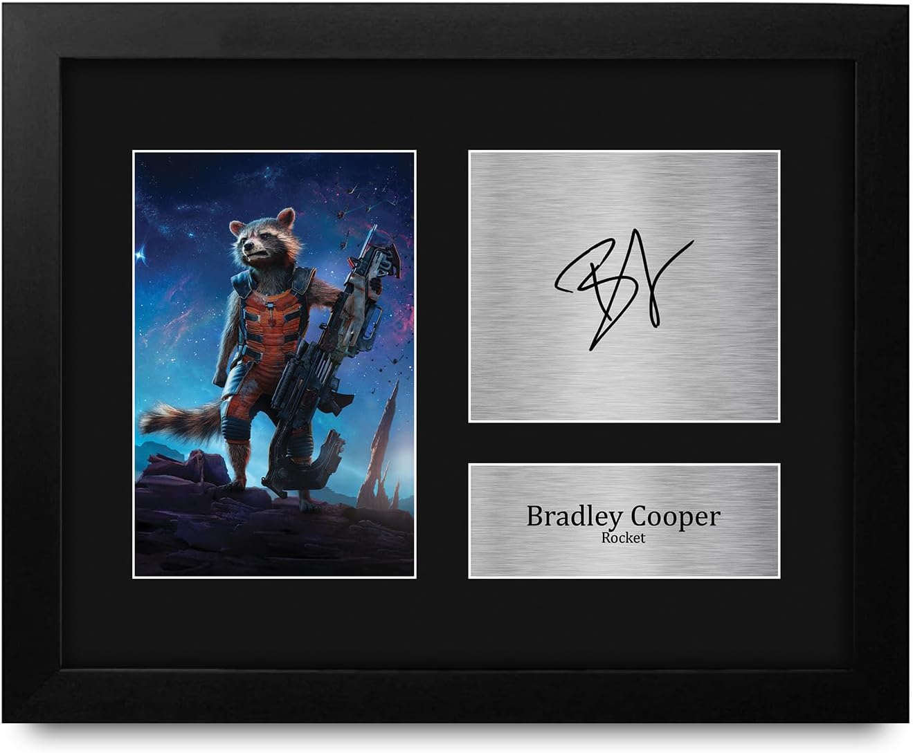 HWC Trading Bradley Cooper Guardians of the Galaxy Rocket Framed Gifts Printed Signed Autograph Picture for Movie Memorabilia Fans - US Letter Size
