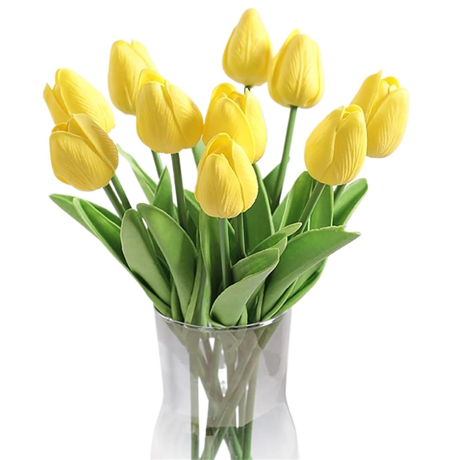 Dcrxz Artificial Flowers 10Pcs Tulip Flowers Artificial Tulip Bouquet PE Foam Fake Flower for Wedding Ceremony Decor Home Garden Bouquet Decoration(Yellow)