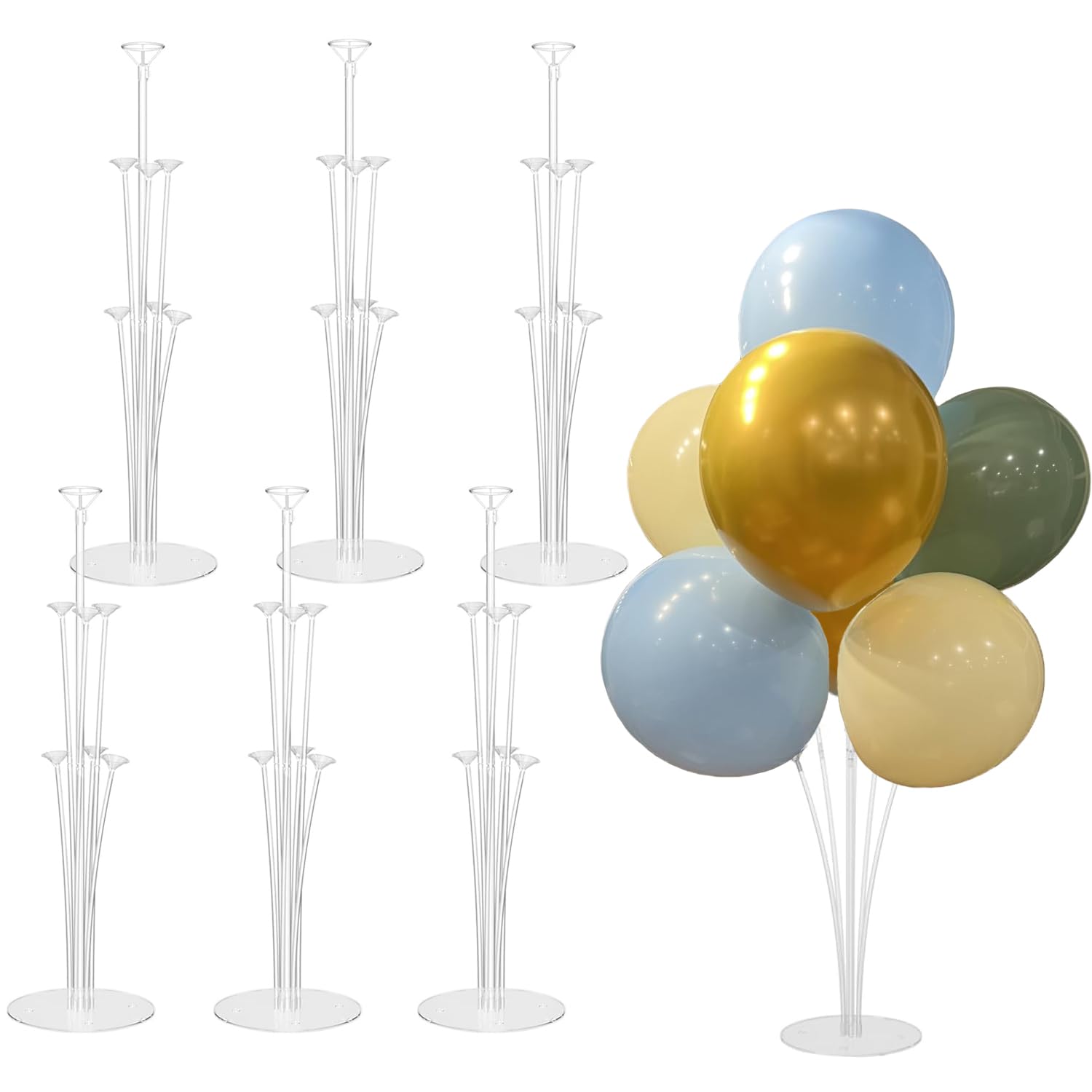 6 Pack Balloon Stand Kit, Reusable Balloon Sticks with Base for Table Floor Centerpieces, Balloons Holders Desktop Decoration for Birthday, Party, Wedding, Celebration, Graduation