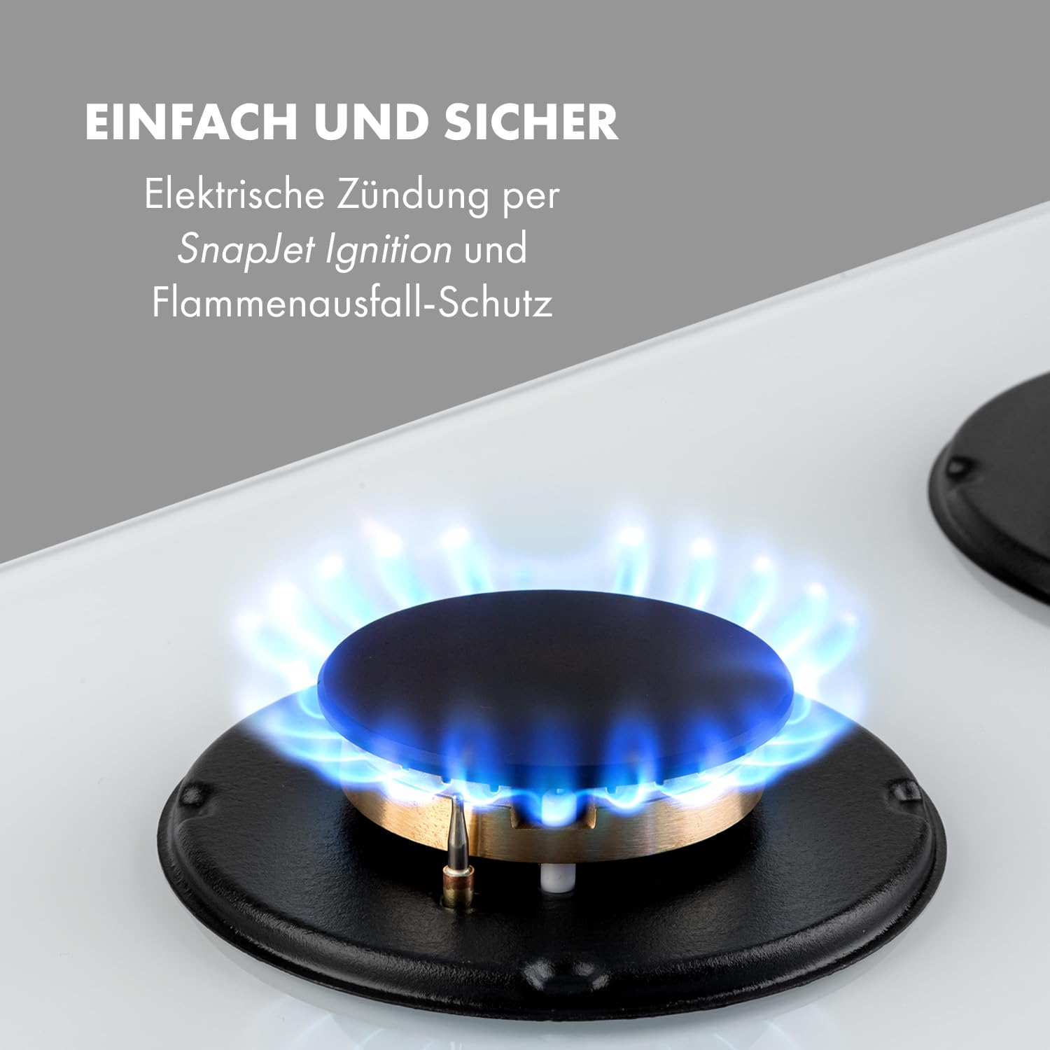 Klarstein Goldflame - gaskookplaat, inbouw, messing brander, aardgas/ propaangas, veiligheidskleppen, automatische uitschakeling, gietijzeren pannendrager, 2 lampjes, zelfvoorzienend, 30 cm, zwart Klarstein Goldflame - gaskookplaat, inbouw, messing brander, aardgas/ propaangas, veiligheidskleppen, automatische uitschakeling, gietijzeren pannendrager, 2 lampjes, zelfvoorzienend, 30 cm, zwart
