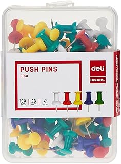 Deli E0031 Transparent Colored PUSh Pin 100-Pack