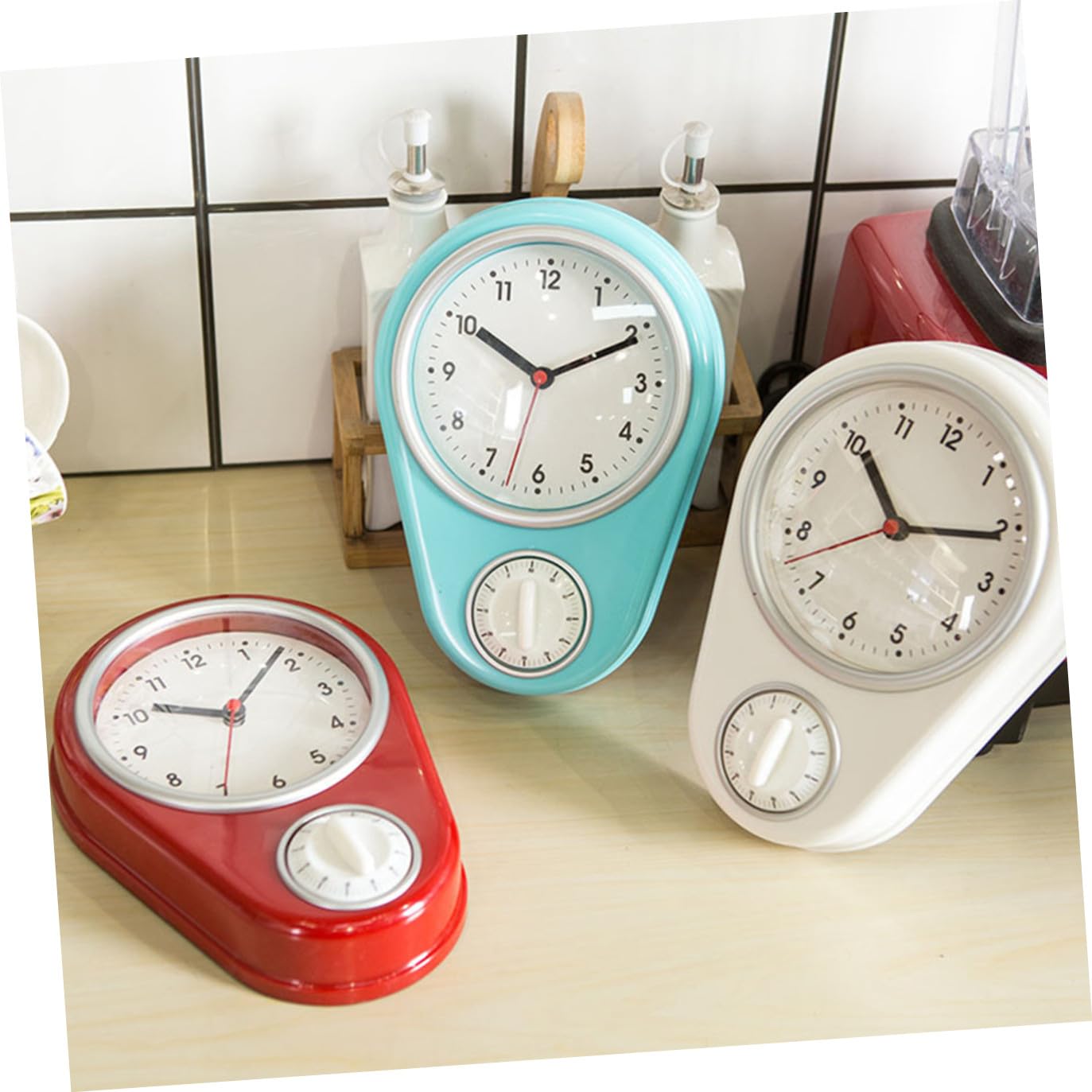 DOITOOL Timer Cucina Meccanico da Parete Blu senza Batteria Design Moderno Facile da Appendere Timer Domestico Multifunzione per Cucina e Decorazione