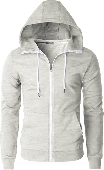 H2H Mens Slim Fit Zip Up Lightweight Long Sleeve Basic American Flag Printed Hoodie SweatShirt