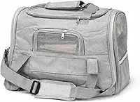 Bolsa De Transporte Premium Para Pets Dobrável Com Ventilação Em Tela – Conforto e Segurança para Cães e Gatos, Alça Reforçada e Design Portátil (Cinza)