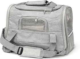 Bolsa De Transporte Premium Para Pets Dobrável Com Ventilação Em Tela – Conforto e Segurança para Cães e Gatos, Alça Reforçada e Design Portátil (Cinza)