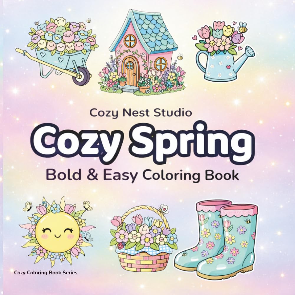 Cozy Spring Coloring Book: Bold and Easy Coloring Book for Adults and Teens | Cute, Simple and Big Designs for Relaxation and Stress Relief (Cozy Coloring Book Series)