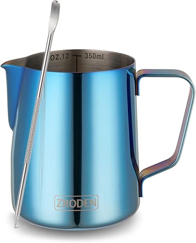 Jarra de espuma de leche, jarra de vapor de café espresso de 12 onzas, accesorios para máquina de café capuchino de acero inoxidable, herramientas