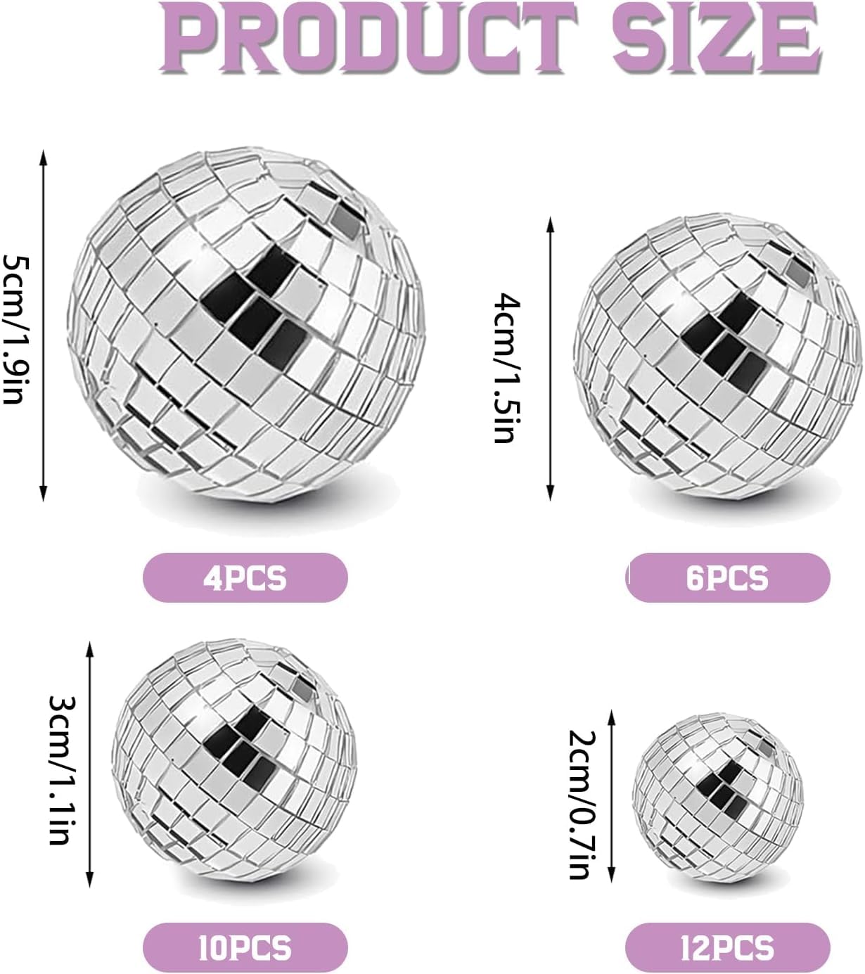 32-Piece Silver Disco Ball Decor Set for Cakes, Cupcakes, and Party Themes - 4 Sizes Included for Versatile Use - Image 2