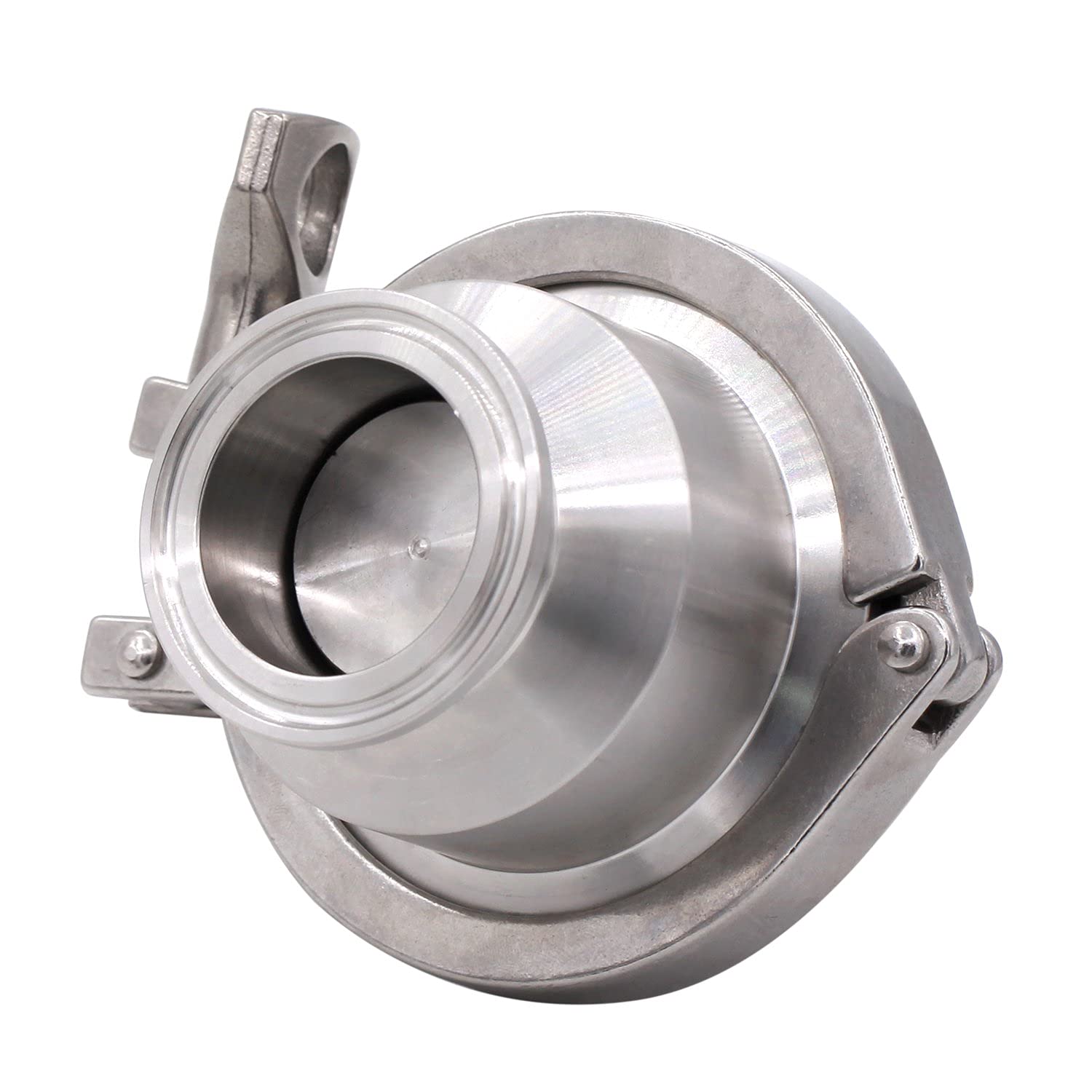 DERNORD Clapet anti-retour sanitaire – Débit unidirectionnel – 3,8 cm, style tri collier, acier inoxydable 304, joint FKM (clapet anti-retour à trois colliers de 3,8 cm)