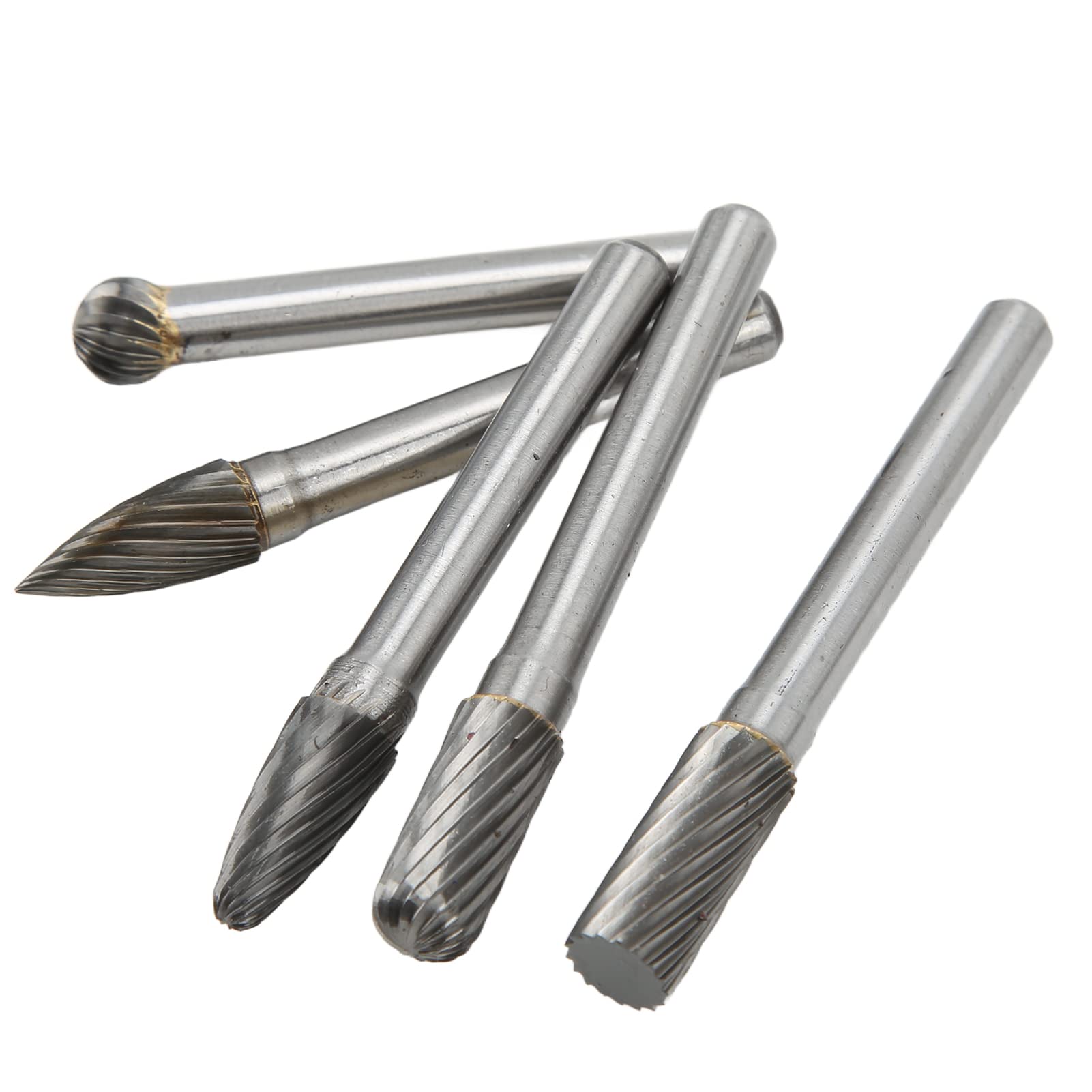5PCS Single Cut Rotary Burr File Set, 5PCS Single Cut Rotary Burr File Set Tungsten Carbide 6mm 1/4in Shank Cutting Burr Set Fit for Polishing Grinding Woodworking Carving(ACDFG)-Auto Accessary - Image 2