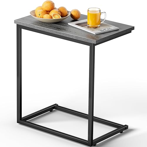 Miniatura 7 de Pipishell - Mesa auxiliar en forma de C de 27 pulgadas de alto, mesa lateral para sofá deslizable debajo, mesa de sofá en forma de C para sala de