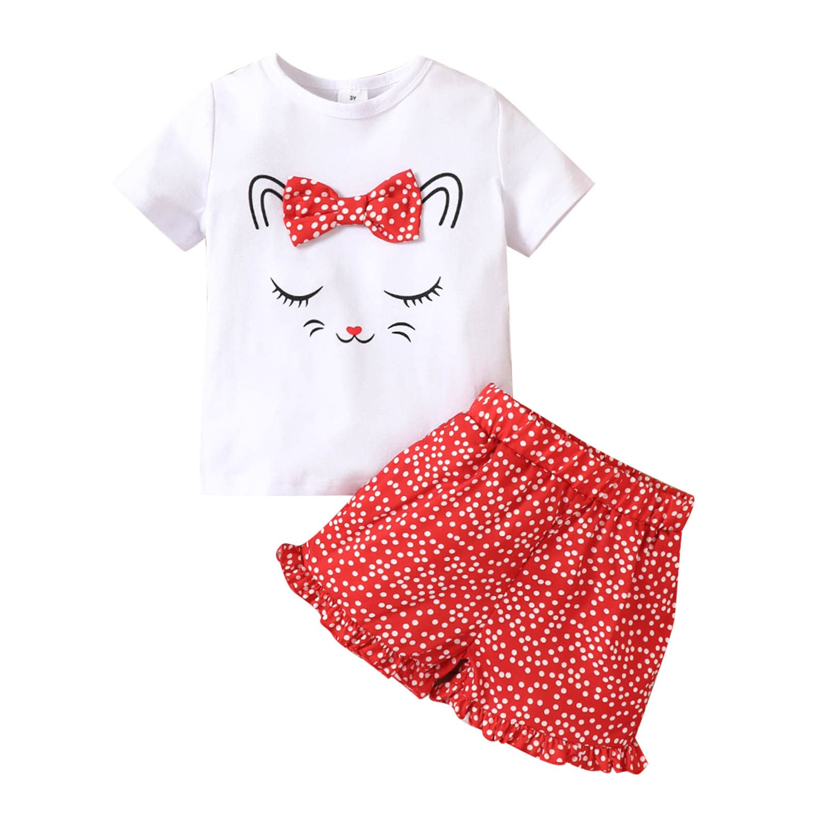 Generic Ropa Recién Nacido Niñas Niños Niño Bebé Niña Primavera Verano Animal Estampado Algodón Volantes Manga Corta Camiseta Pantalones Cortos Trajes Ropa Blusa Bordada