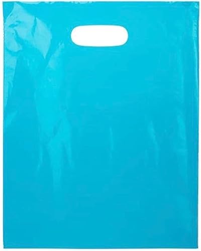 ClearBags 100 bolsas azules con asa de 15 x 18 pulgadas, extra gruesas de 2.25 mil, bolsas de regalo de plástico para compras al por menor,