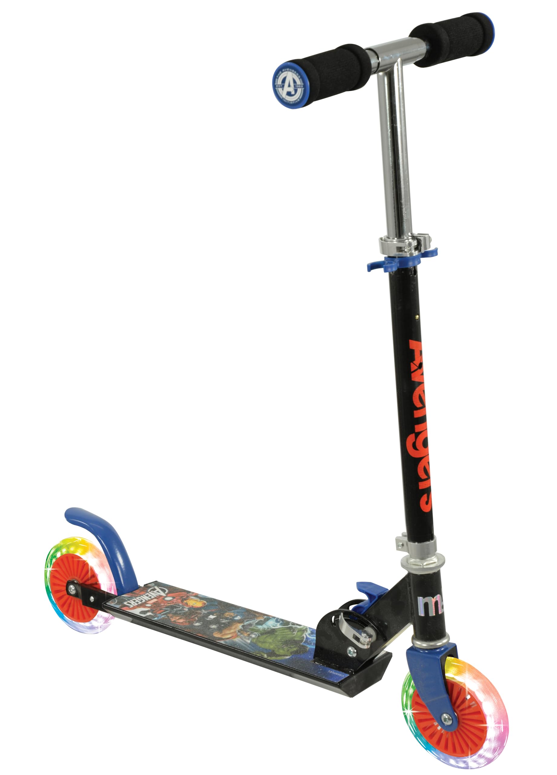 Avengers Folding Inline Light-Up Scooter for Kids | Officially Licensed Childrens Girls Boys Kids with Adjustable Handlebar