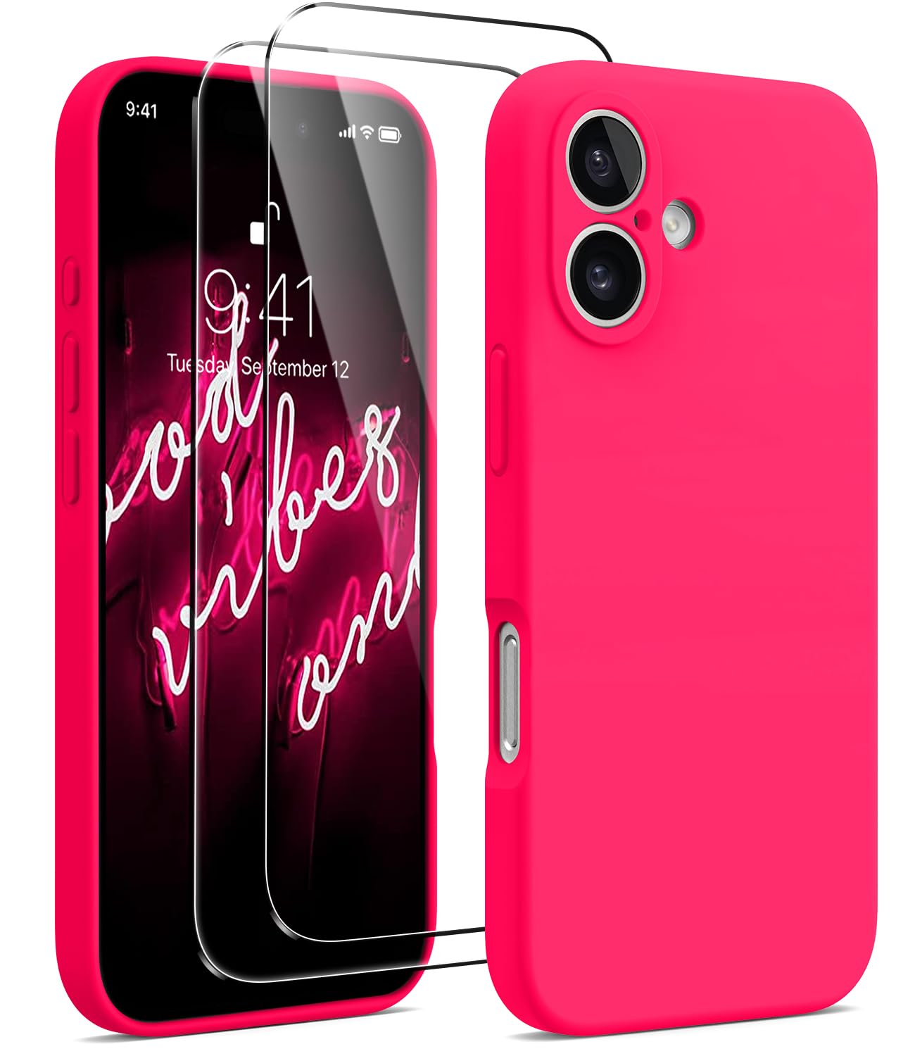 AOTESIER Magnetic for iPhone 16 Case, [Compatible with MagSafe][Camera Protection], Food Grade Silicone Phone Case with [2 Screen Protectors],