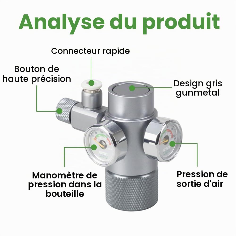 DONGKER Régulateur de CO2 pour Aquarium,Kit Système de CO2 avec Double Manomètre et Clapet Anti-Retour (W21.8) pour Aquariums et Réservoirs Plantés
