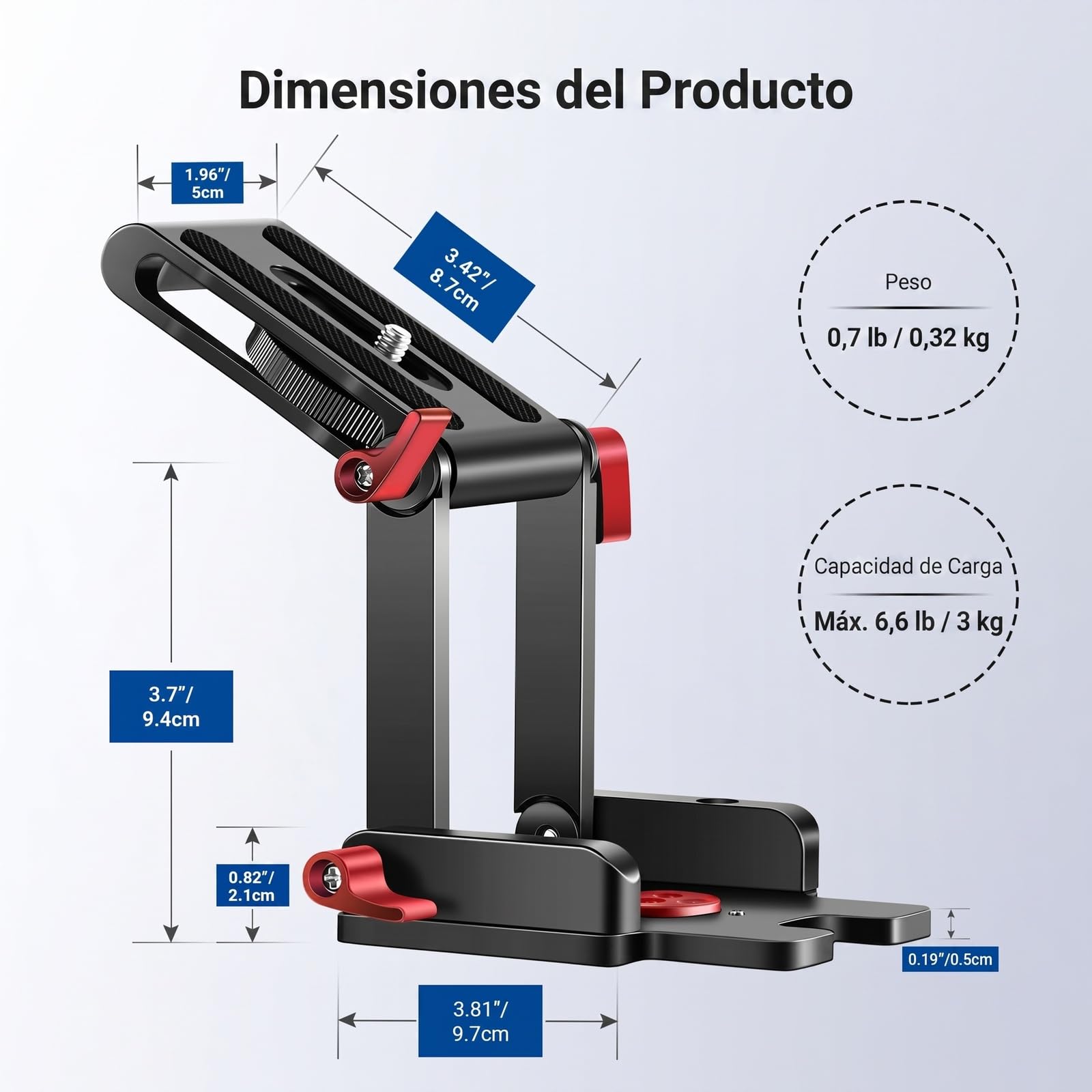 Neewer Actualizado Z-Flex Cabezal Inclinación Trípode Tipo Z con 4 Perillas Ajuste/Fijación, Placa Liberación Rápida y Nivel Burbuja para Cámaras Trípode/DSLR/Control Deslizante