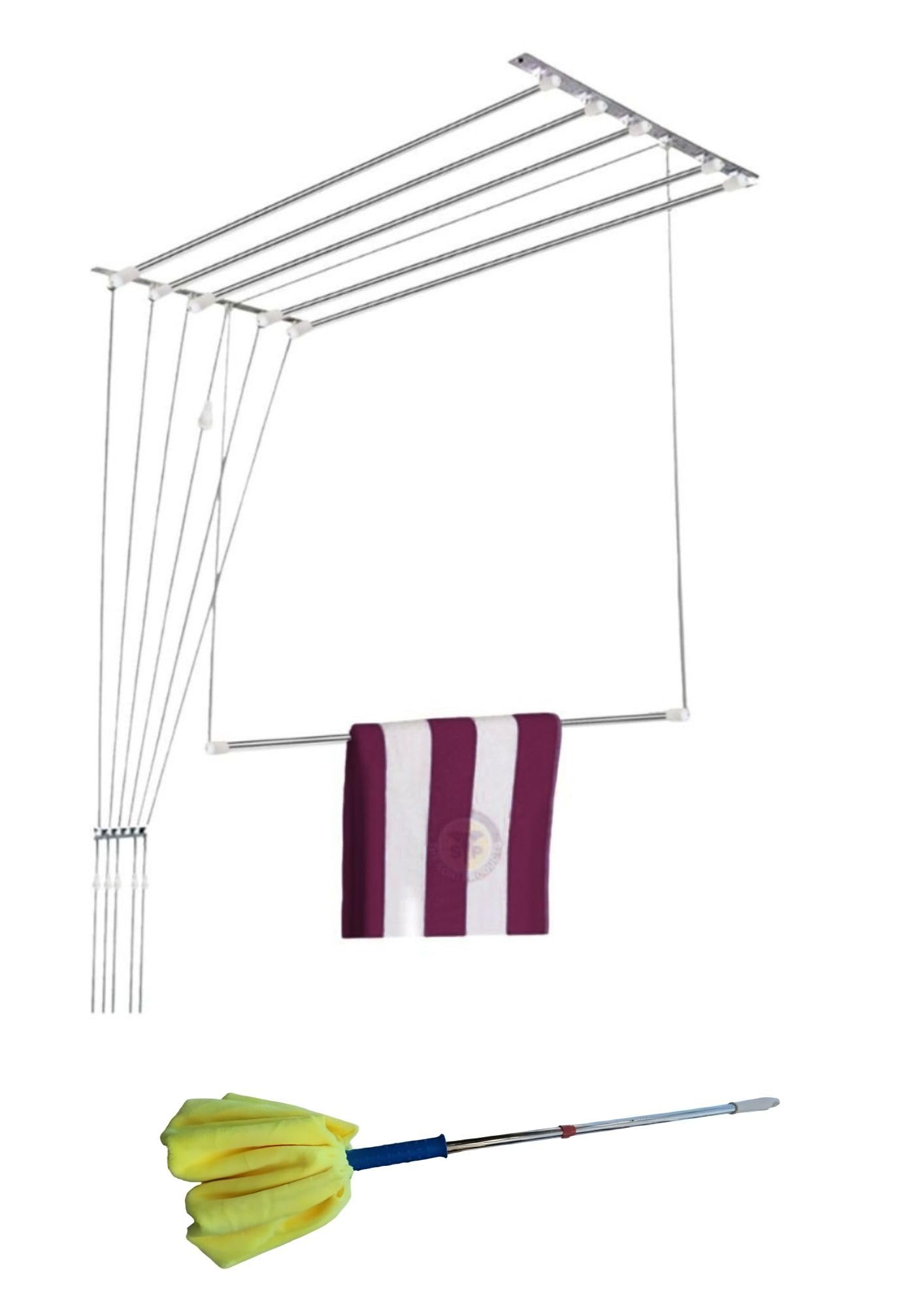 LAKSHAY Ceiling Cloth Drying Stand, 6 Pipes x 6 Feet, Stainless Steel Pulley System with UV Protected Nylon Ropes-picture-17