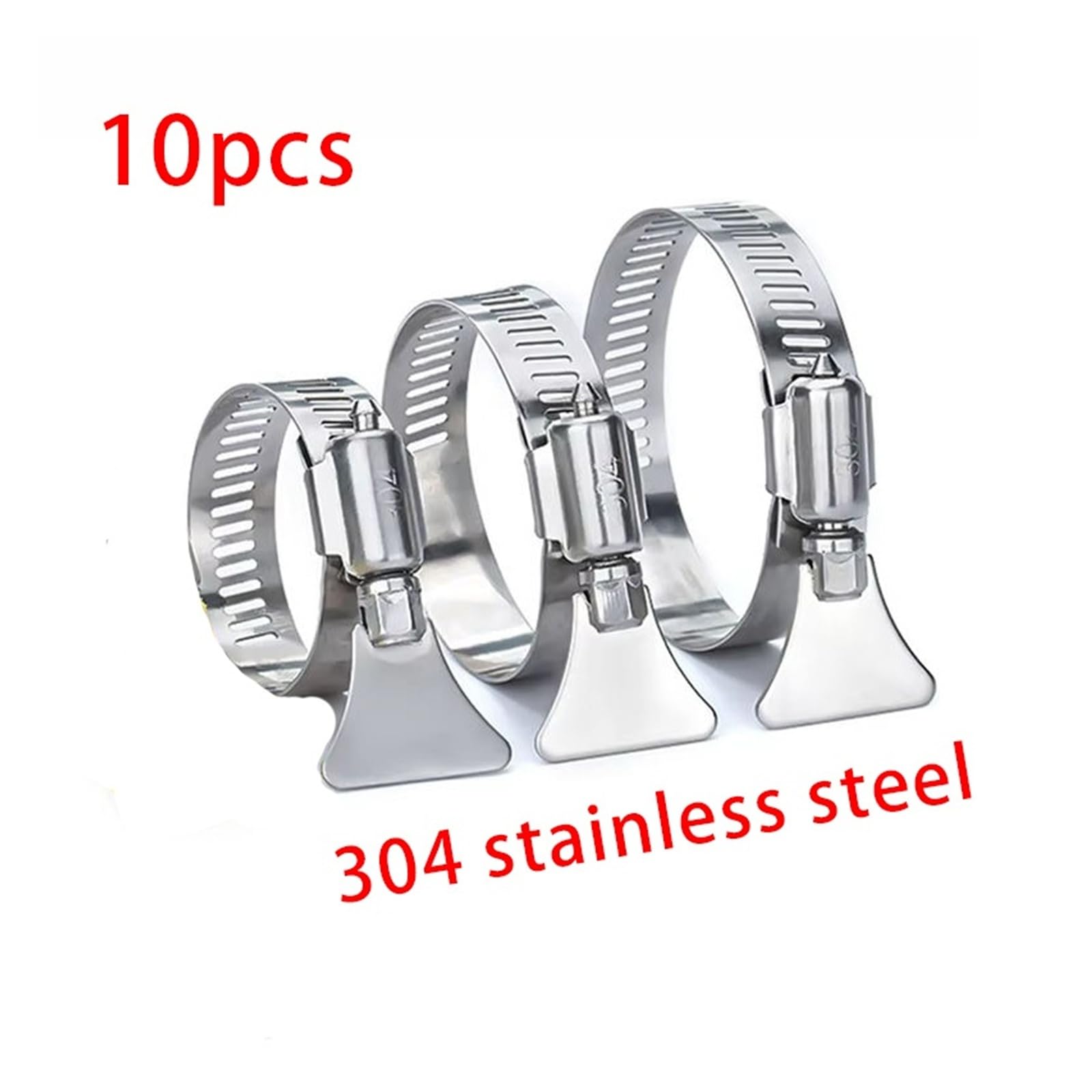 10 szt. 6-44 mm regulowany zacisk węża ze stali nierdzewnej z ręcznym uchwytem przekładni ślimakowej klips do rury napędu na wodę powietrze przewód paliwowy (46-70 mm 10 szt.)