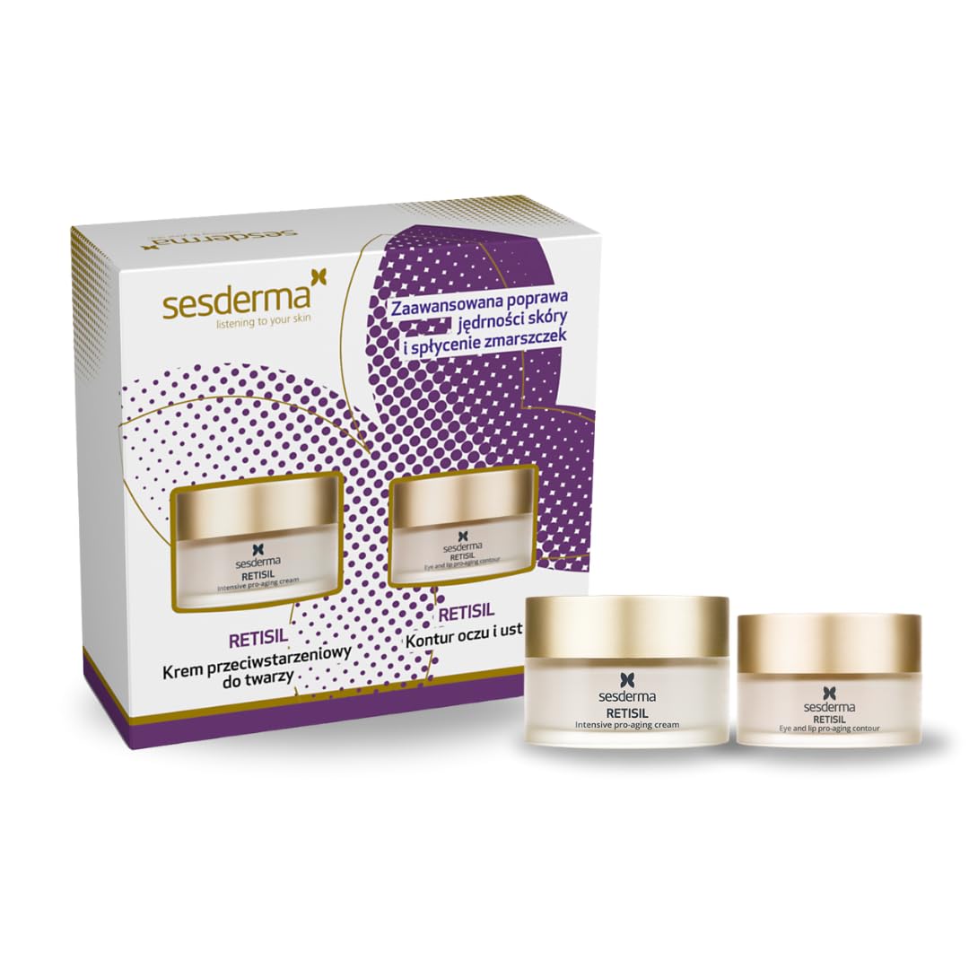 Sesderma RETISIL Geschenkset - Anti-Aging Gesichtscreme 50 ml + Augen- & Lippenkontur 30 ml - Mit Retinoid HPR, Hyaluronsäure & Wachstumsfaktoren - Regenerierende Pflege gegen Falten