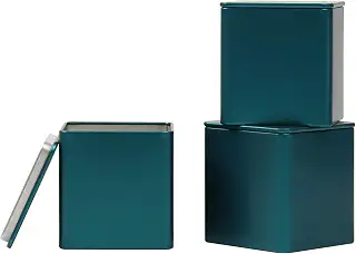 Tianhui Square Tin Can Empty Cube Steel Box Storage Container kit 65mm Series for Treats, Gifts, Favors, Loose Tea, Coffee and Crafts, Emerald Green, 3S
