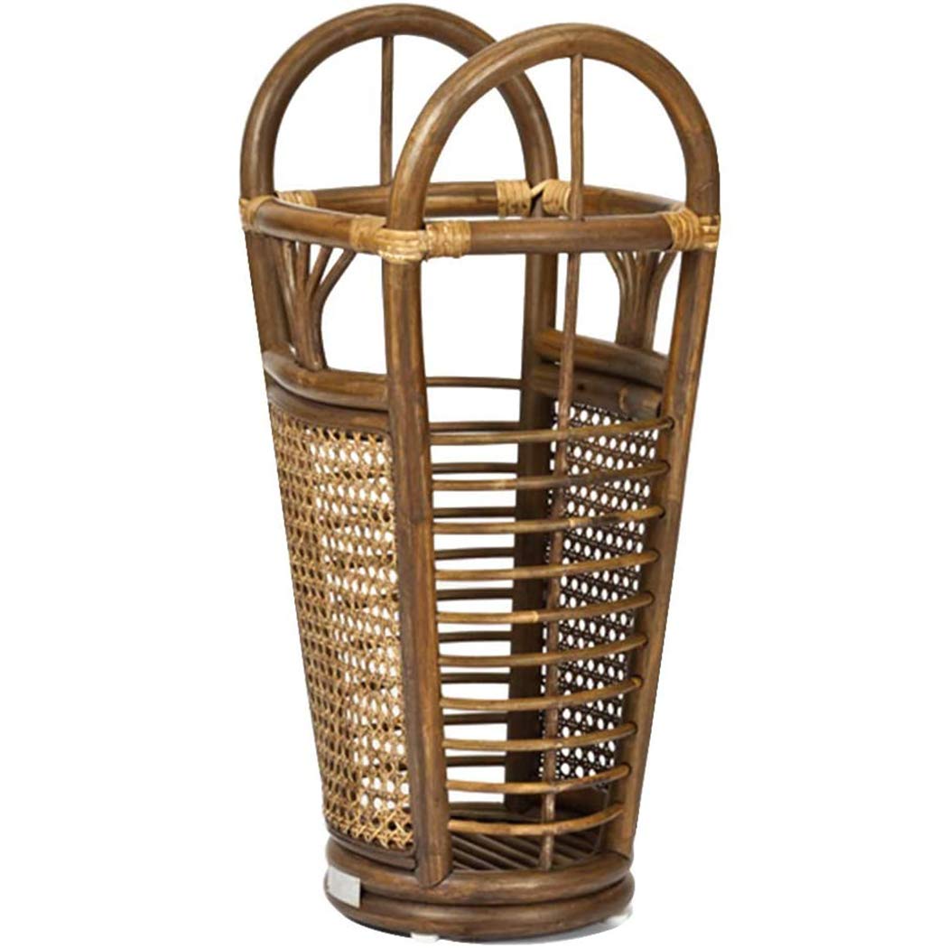 Porte-Parapluie Bambou Rotin Stable, Grand Bac de Rangement Aéré pour Cannes de Marche
