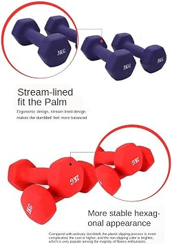 Neoprene Dumbbell Home Exercise Arm Hand Weights Pilates Dumbbells in 1kg to 5kg Sold As A Pair for Men Women Weights Home Gym Strength Exercise