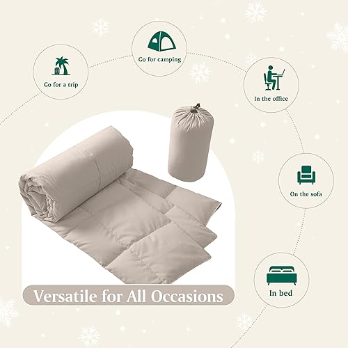 Miniatura 2 de Beautyrest Manta de plumón plegable para sofá, edredón de cama, manta de sofá con bolsa, manta de plumón suave de relleno 650 para interiores y