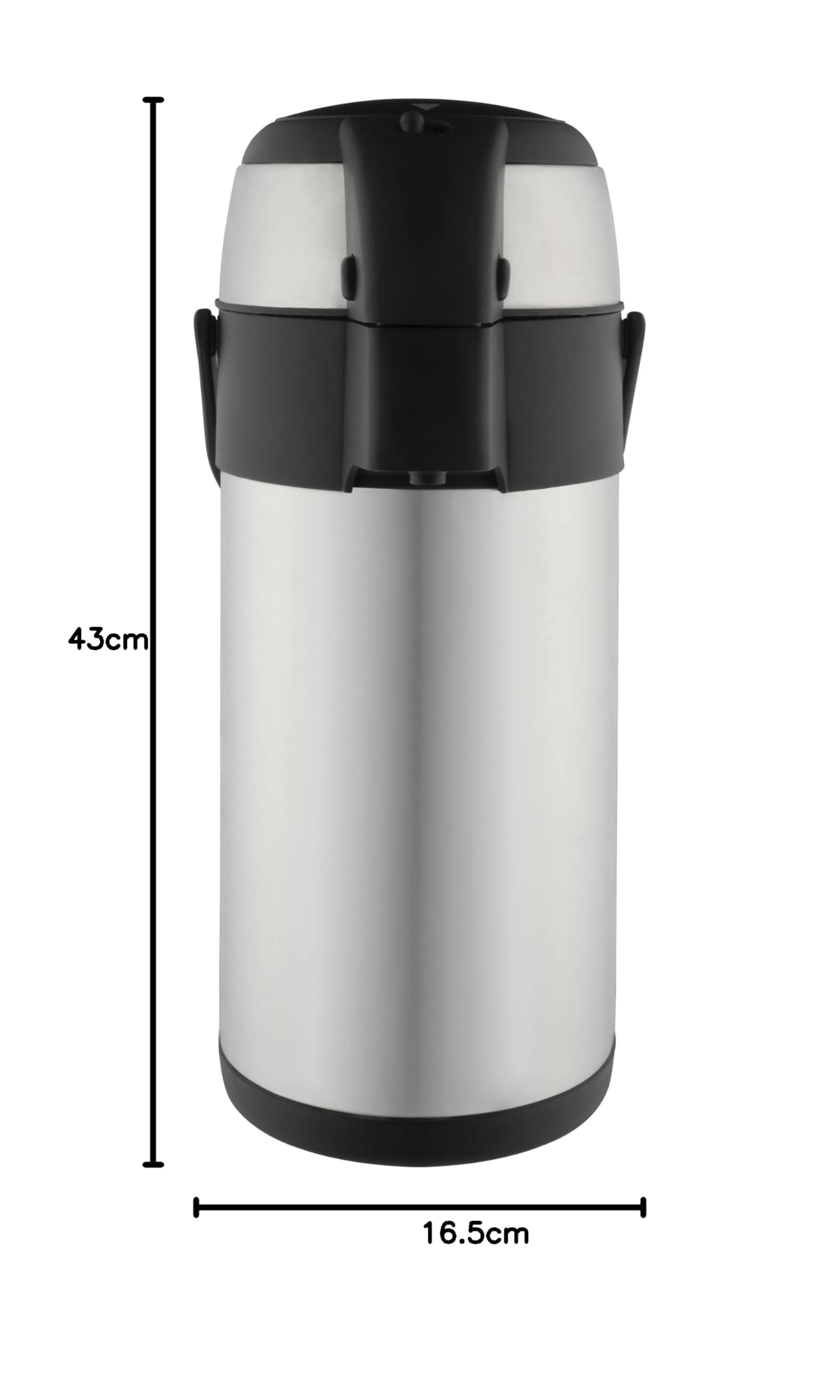 Pioneer Thermos 3,0 l en acier inoxydable avec pompe à pression, bouteille étanche pour boissons chaudes et froides, distributeur à pompe simple pour événements, Argent