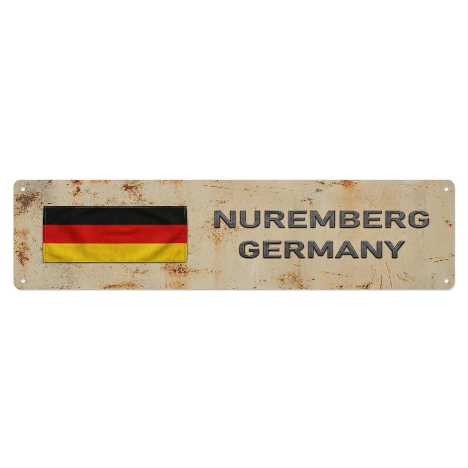 Vintage Nuremberg Germany Flag Decor Rustic Travel Metal Tin Sign