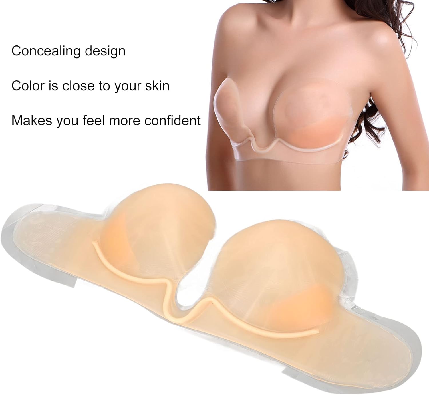 ZJchao Invisible Silicone Strapless Bra, Seamless Reusable Adhesive Bra for Wedding Dresses Backless Dresses | Skin Support - Image 9