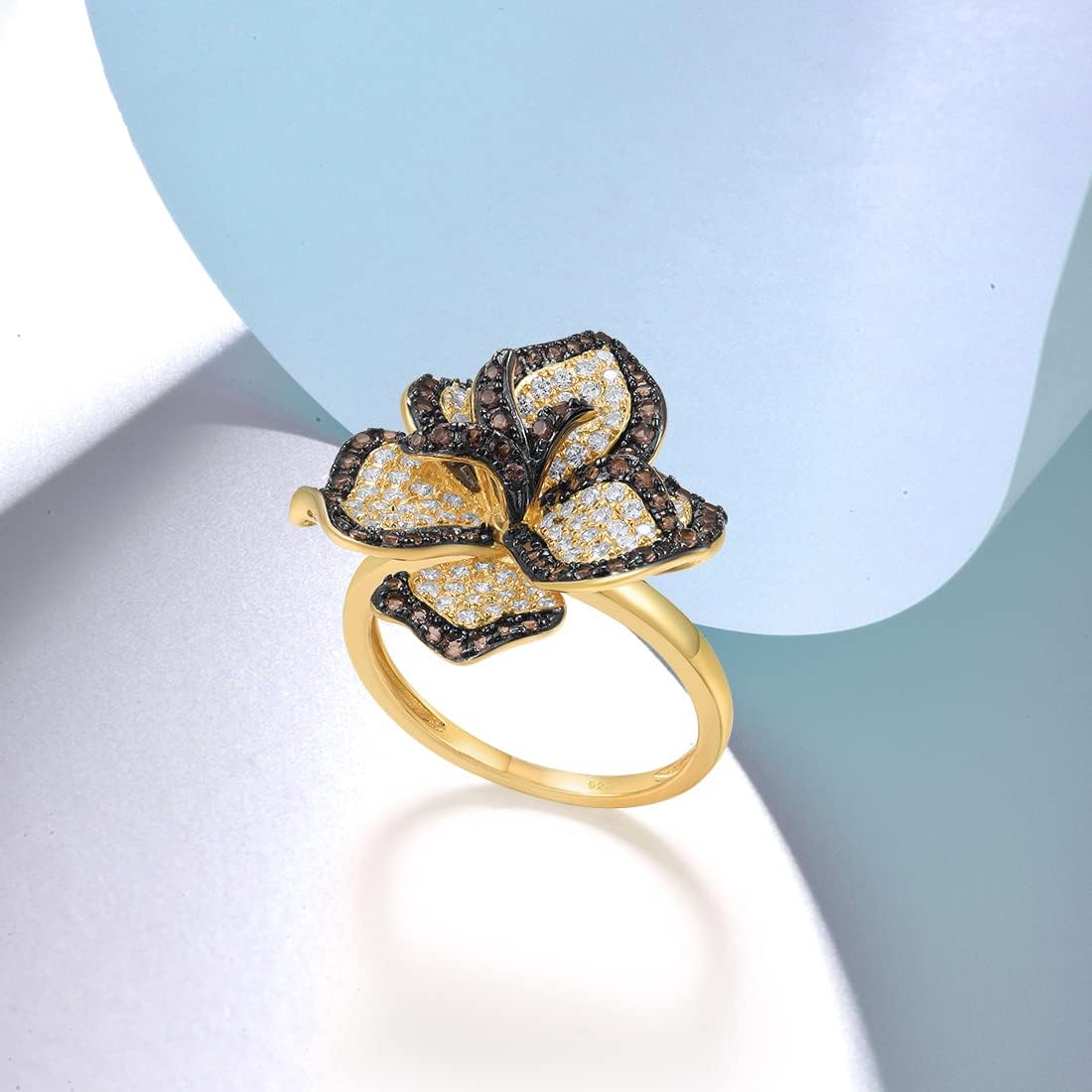 Santuzza Sterling Silver Gemstone Flower Ring for Women - Image 3