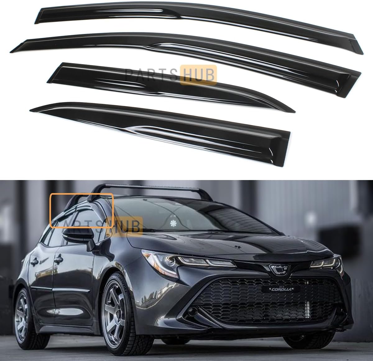 Fits for 2019-2025 Toyota Corolla Hatchback JDM 3D Wavy Mugen Style Window Visors Rain Guard Deflectors / 2020 2021 2022 2023 2024