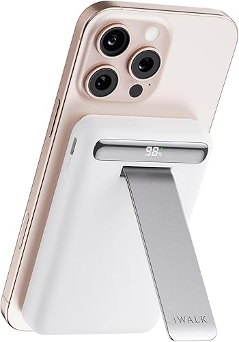 iWALK Qi2 - Banco de energía inalámbrico magnético de 15 W, cargador portátil de 10000 mAh con soporte ajustable y pantalla LED, carga rápida para